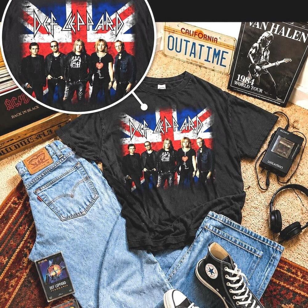 Def Leppard Tour T Shirt XL Rock Band Concert Tee Black Graphic Music 2015